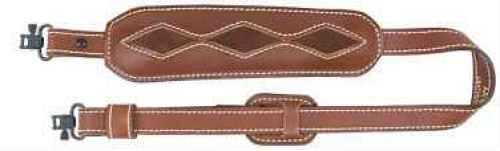 AA&E Leathercraft Brown Leather Trophy Cushion Pad Gunsling With Diamond-8 Pattern Brown Suede Inlay With Swivels